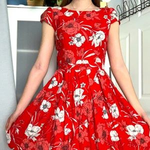 Floral red and white dress